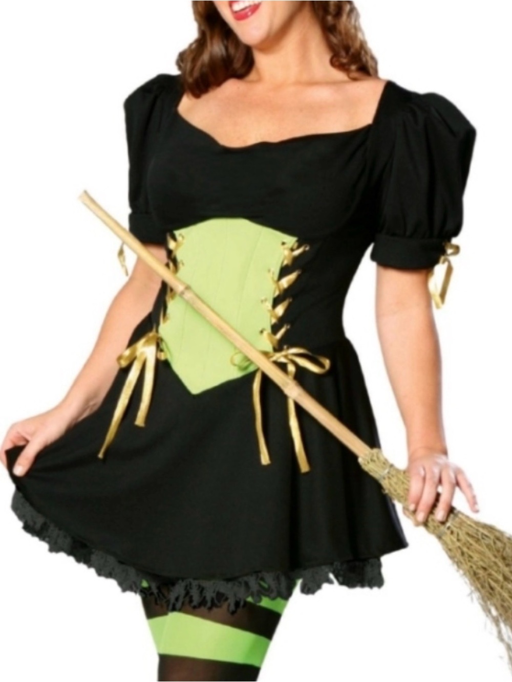 🧙♀️ Wicked Witch / Tavern Maid Costume - Black & Lime Green Sz L 🧙♀️